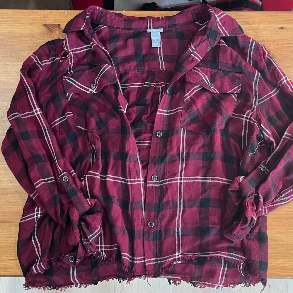 Cropped Plaid Button Up